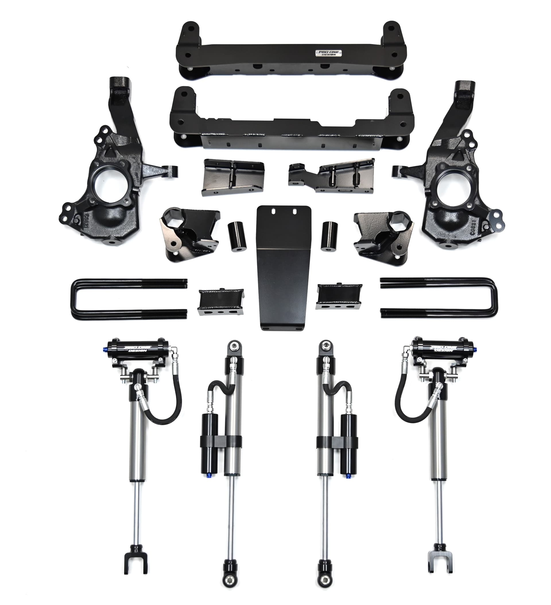 PRO ONE DESIGN 4-INCH LIFT W/ 2.0" REMOTE RESERVOIR SHOCKS FOR 20-26 CHEVY / GMC 2500HD/3500HD 4WD  2