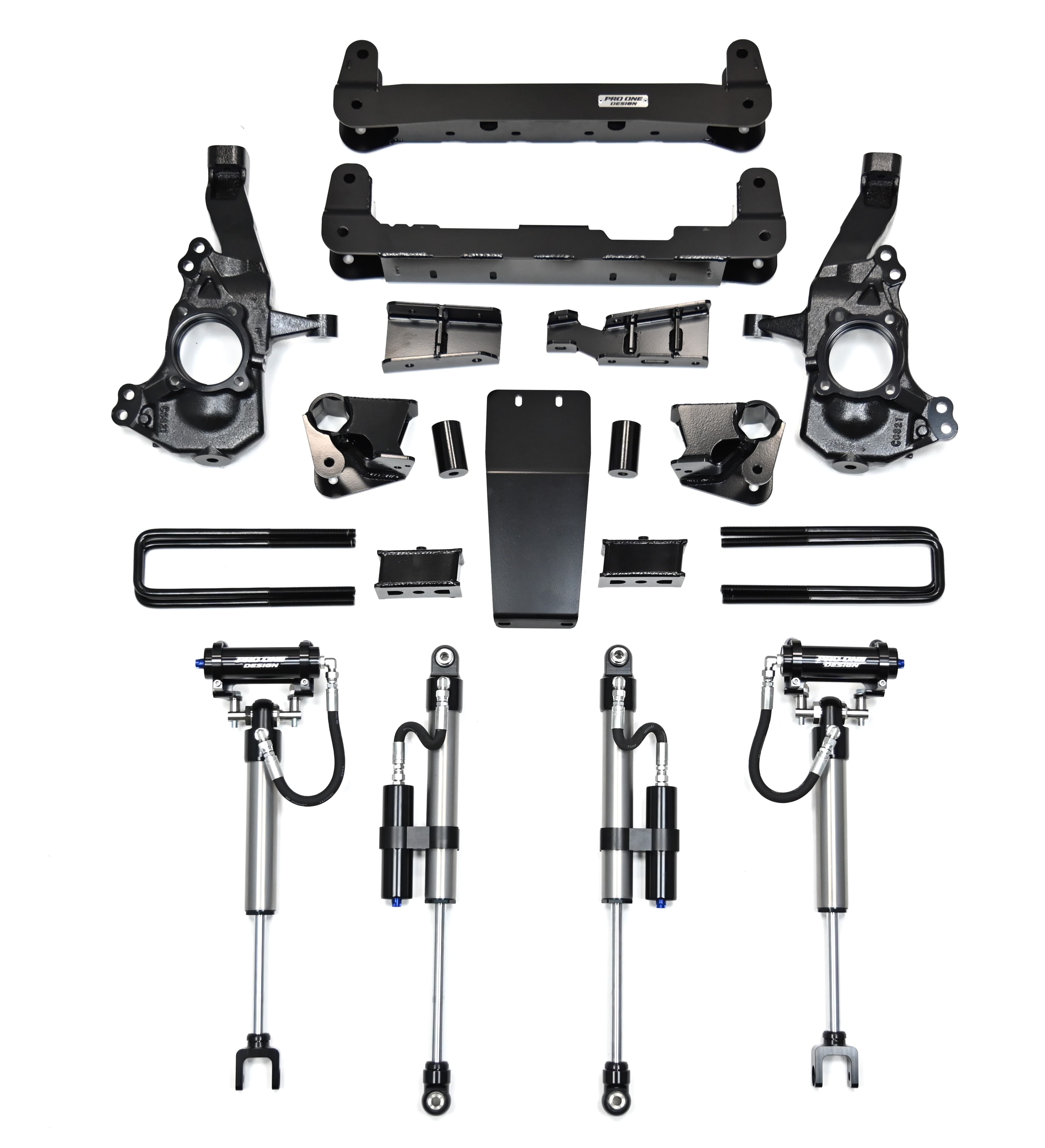 PRO ONE DESIGN 4-INCH LIFT W/ 2.0" REMOTE RESERVOIR SHOCKS FOR 20-26 CHEVY / GMC 2500HD/3500HD 4WD  2