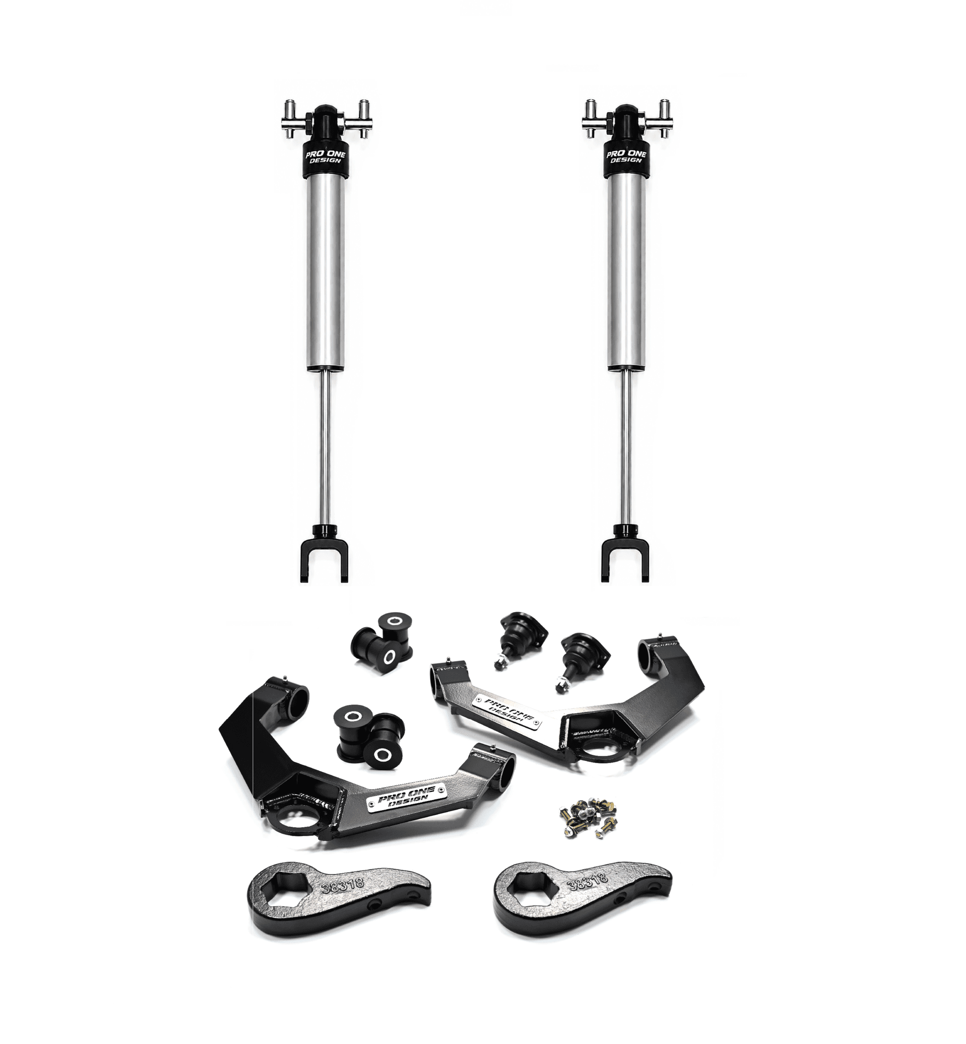 2.5"/ 3.0" LEVELING KIT W/ BOXED SERIES UPPER CONTROL ARMS, TORSION KEYS AND 2.0" IFP FRONT SHOCKS FOR 20-26 CHEVY / GMC 2500HD/3500HD 2WD/4WD  