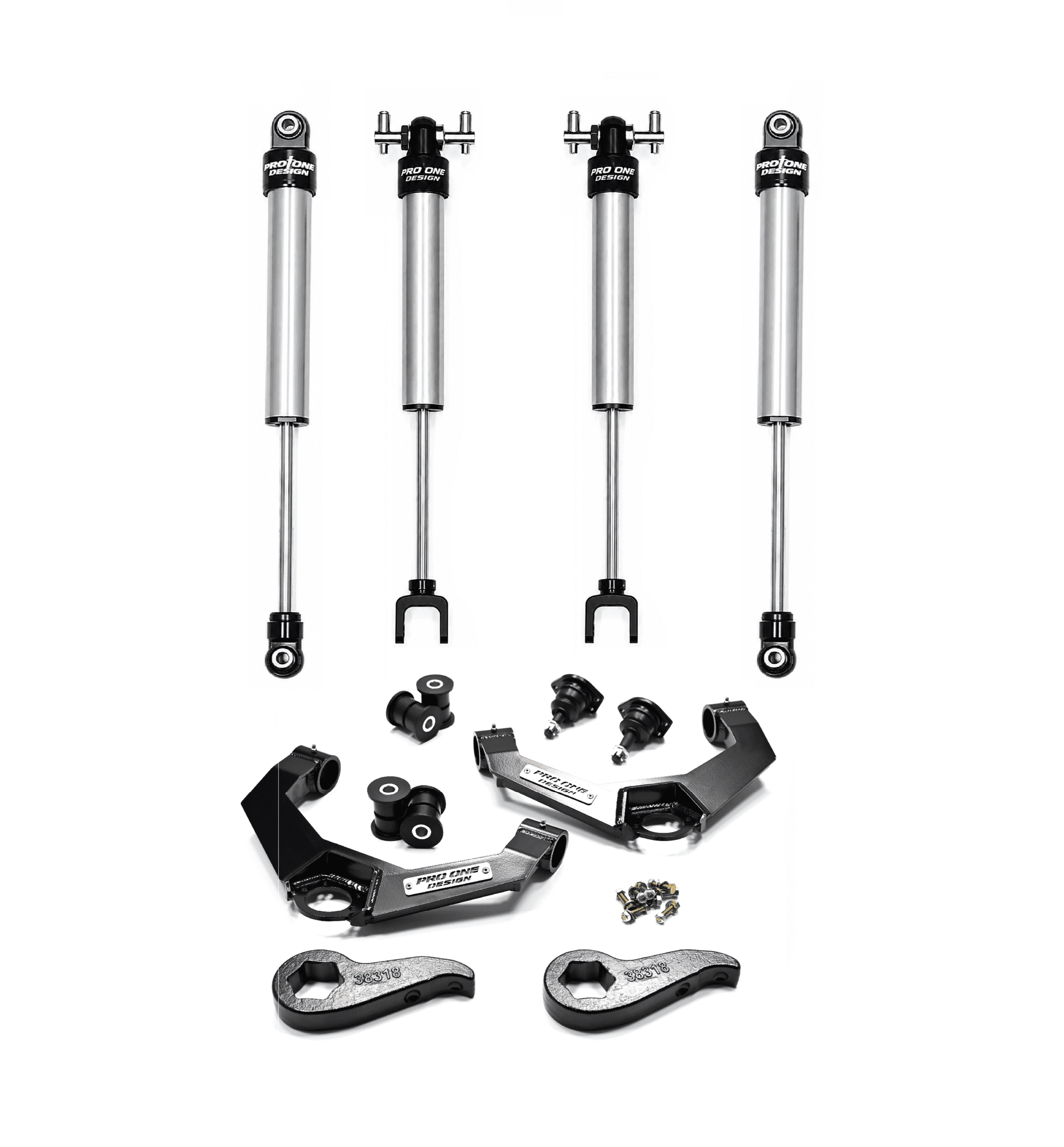 2.5"/ 3.0" LEVELING KIT W/ BOXED SERIES UPPER CONTROL ARMS, TORSION KEYS AND 2.0" IFP FRONT / REAR SHOCKS FOR 20-26 CHEVY / GMC 2500HD/3500HD 2WD/4WD  