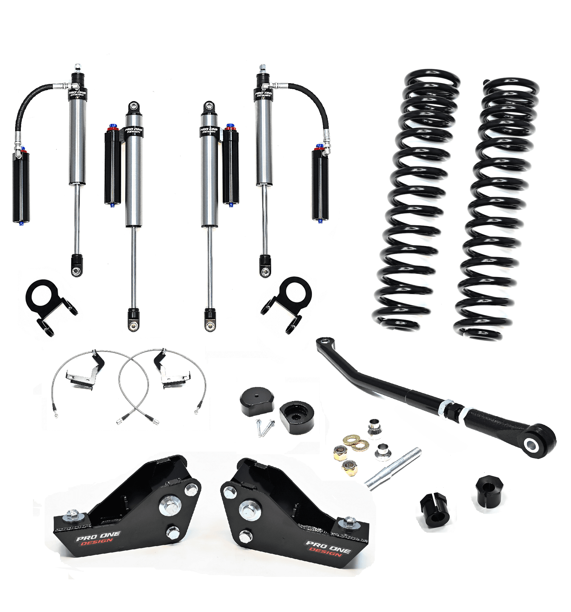 3.5" STAGE 3 SUSPENSION W/ 2.5" PRO ONE DESIGN DSC REMOTE RESERVOIR SHOCK PACKAGE FOR 23-26 FORD F250 / F350 4WD DIESEL  