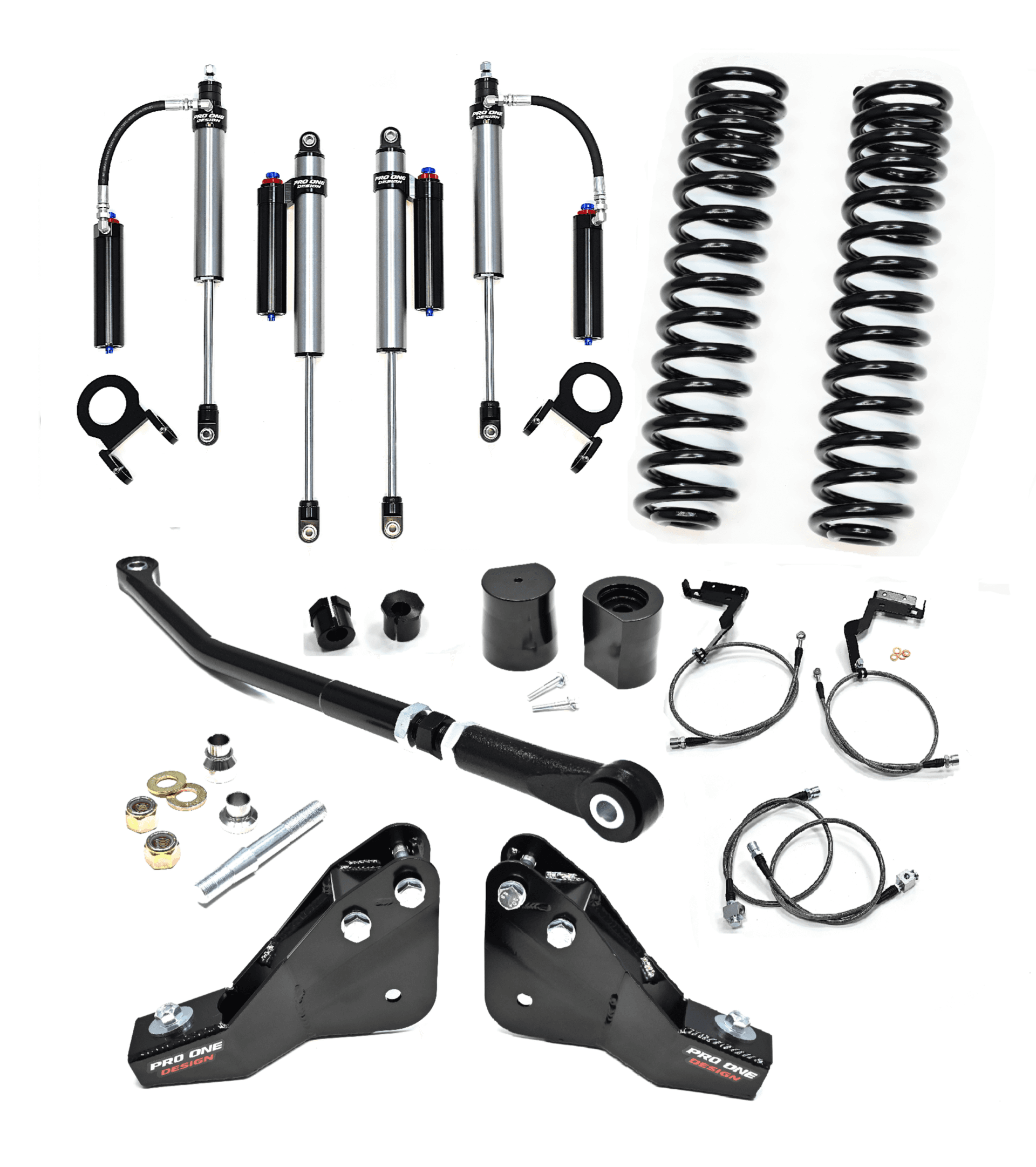 5.5" STAGE 3 SUSPENSION W/ 2.5" PRO ONE DESIGN DSC REMOTE RESERVOIR SHOCK PACKAGE FOR 20-22 FORD F250 / F350 4WD DIESEL   