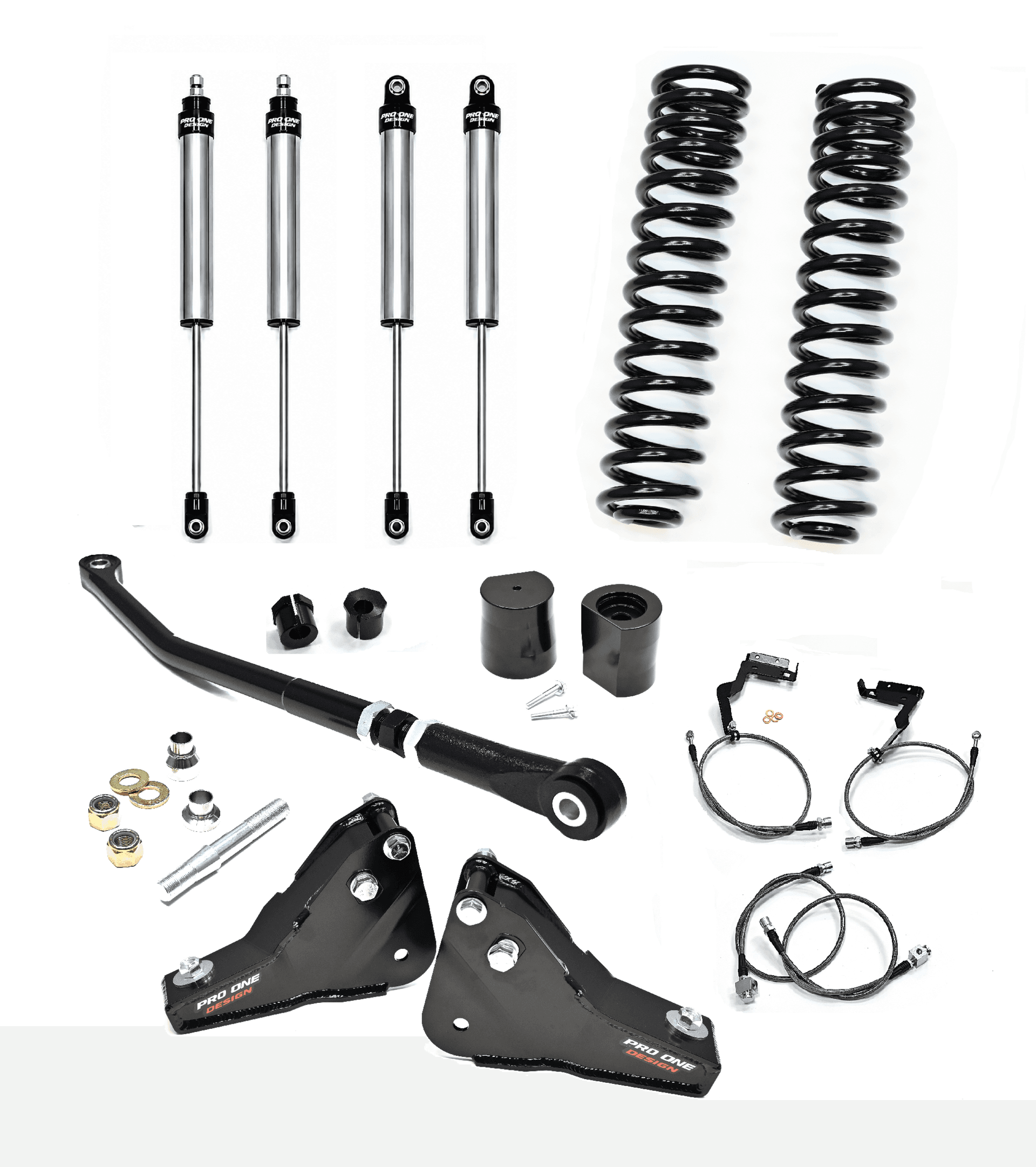 5.5" STAGE 1 SUSPENSION W/ 2.0" PRO ONE DESIGN IPF SHOCK PACKAGE FOR 23-26 FORD F250 / F350 4WD DIESEL  