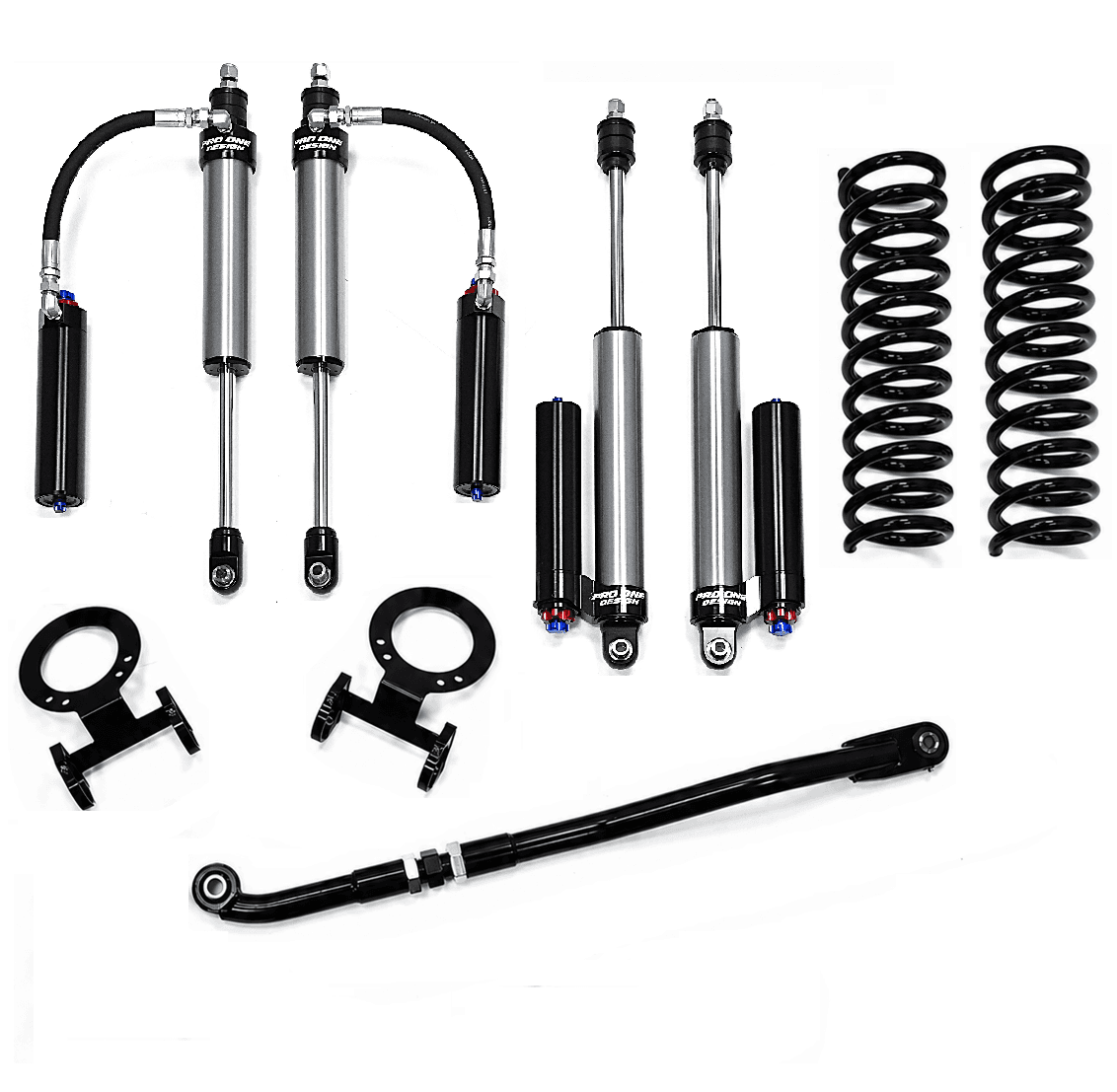 2.5" STAGE 3 LEVELING KIT w/ 2.5" PRO ONE DESIGN REMOTE RESERVOIR SHOCK PACKAGE  FOR 14-26 RAM 2500 4WD / 13-26 RAM 3500 4WD