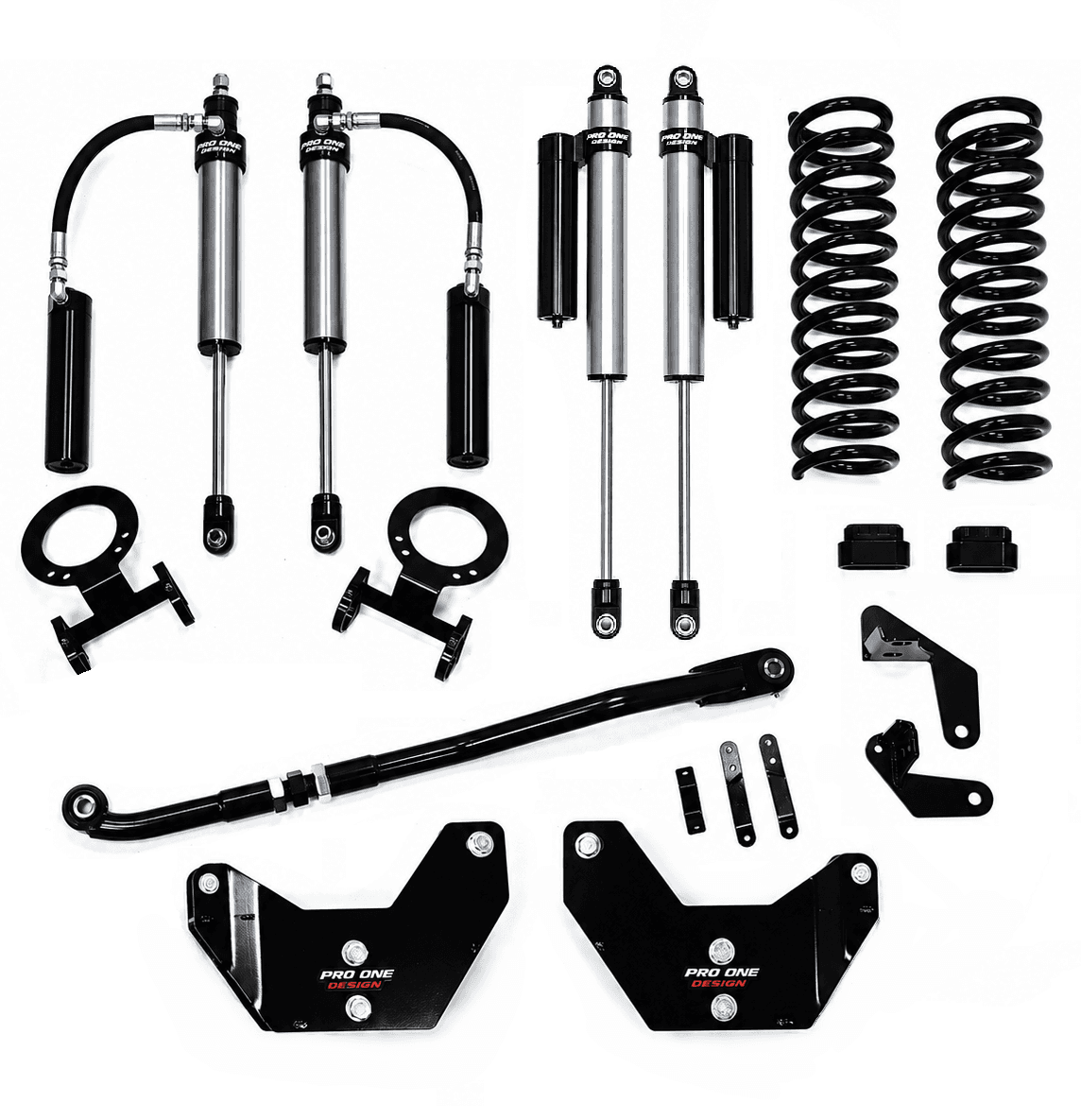 3.25" STAGE 2 SUSPENSION KIT w/ 2.0" PRO ONE DESIGN REMOTE RESERVOIR SHOCK PACKAGE FOR 13-26 RAM 3500 4WD 