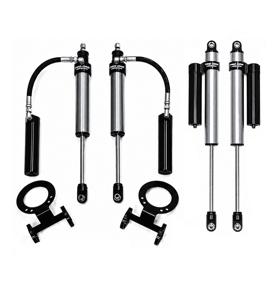 3.25" STAGE 2 SUSPENSION KIT w/ 2.0" PRO ONE DESIGN REMOTE RESERVOIR SHOCK PACKAGE FOR 13-26 RAM 3500 4WD  2